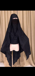 Zweilagiger Niqab mit Netz am Auge aus Baumwolle